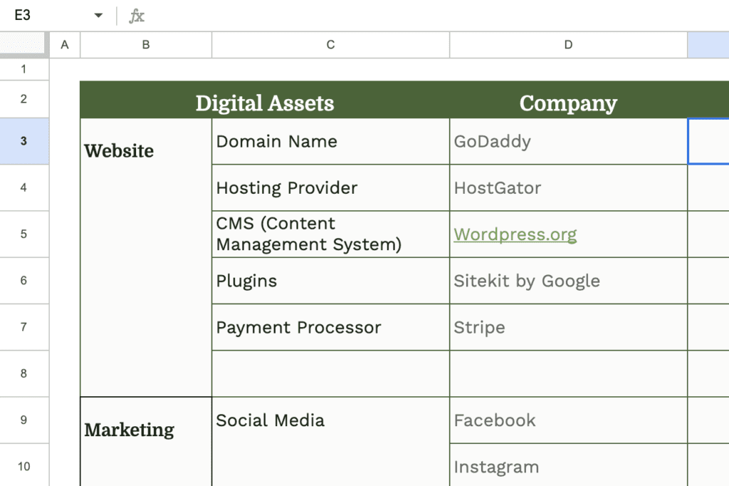 Digital Assets Organization Template